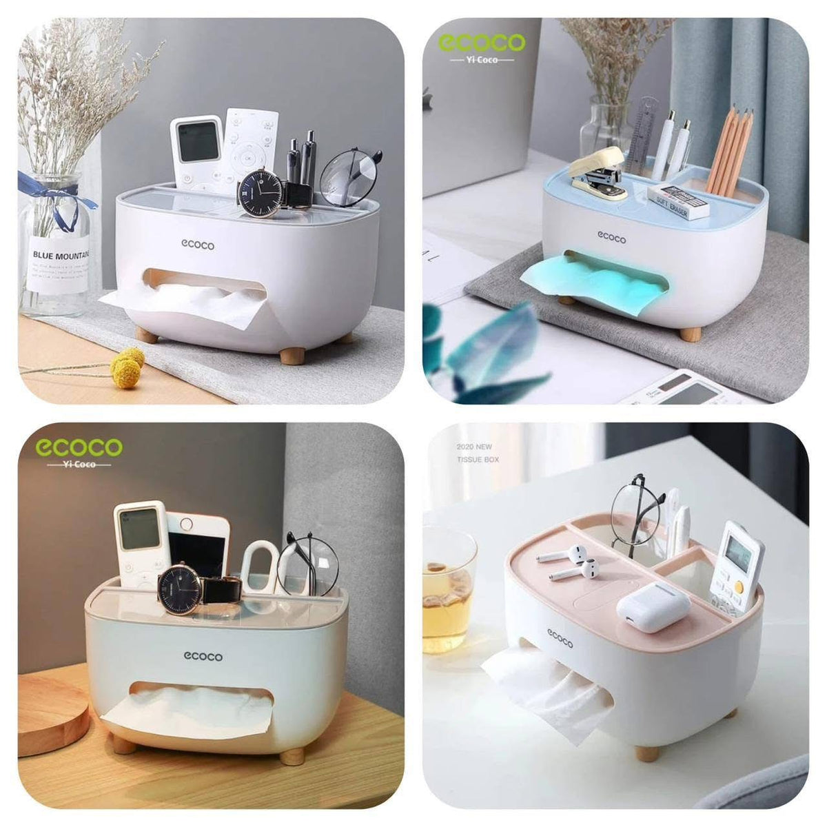ECOCO Desktop Tissue Box Organizer & Multipurpose Holder
