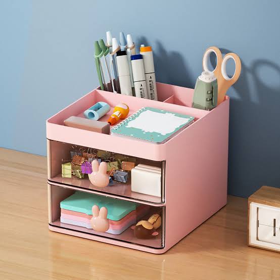 2-Drawer Mini Desktop Organizer & Stationery Caddy